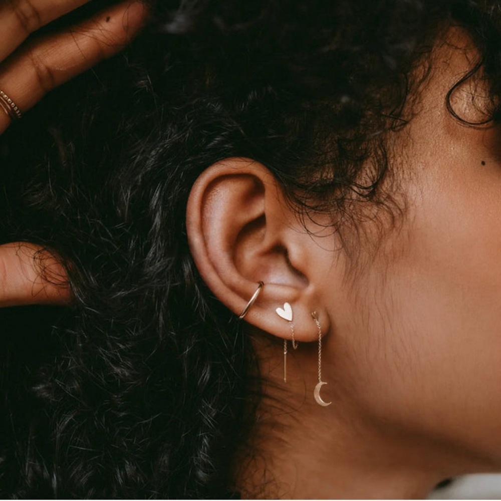 Bluboho solid 14k gold heart earrings- come with their pouch